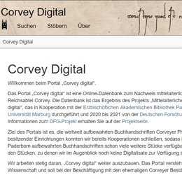 Screenshot der Website 'Corvey digital'